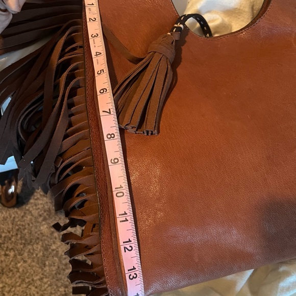 Frye Tan Leather Fringe Shoulder Bag - Picture 10 of 11